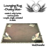 Lounging rug - Modern design - Dusky blue cushions & many seating options :)