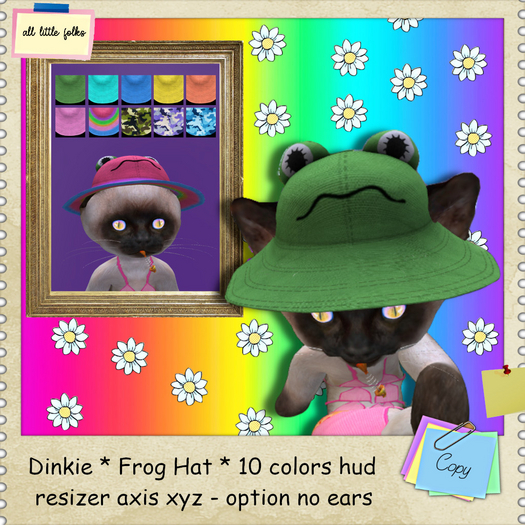 Dinkie frog hat 10 color hud