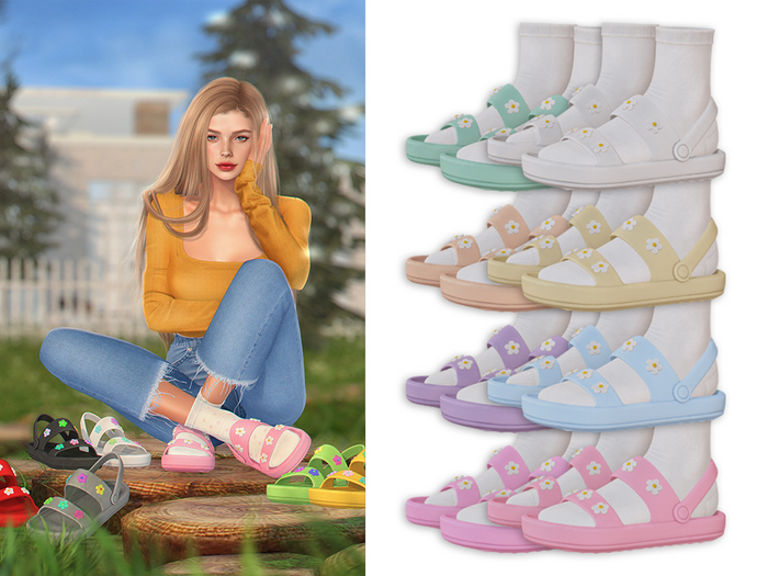 -Sorumin- Flower Sandals SET -Pastel-