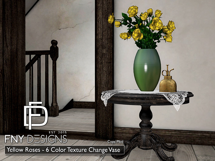 :FNY: Designs - Vase with Roses YELLOW