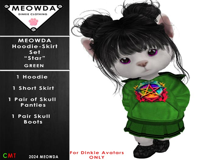 Meowda Star Hoodie Outfit - Green