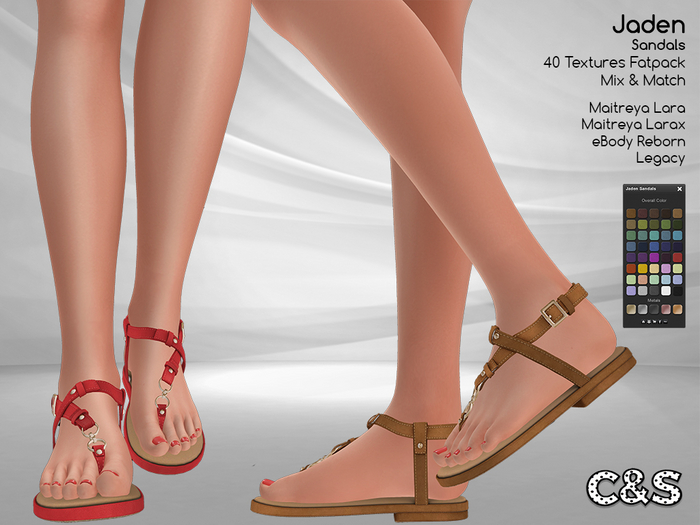 C&S Jaden Sandals for Maitreya, Legacy  and eBody. 40 Text. Mix & Match