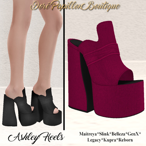 DPB Ashley Heels - Berry *Maitreya, Slink, Belleza, GenX, Legacy, Kupra & Reborn