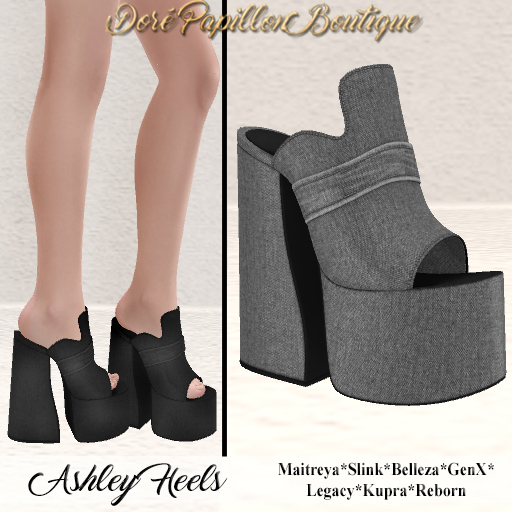 DPB Ashley Heels - Charcoal *Maitreya, Slink, Belleza, GenX, Legacy, Kupra & Reborn