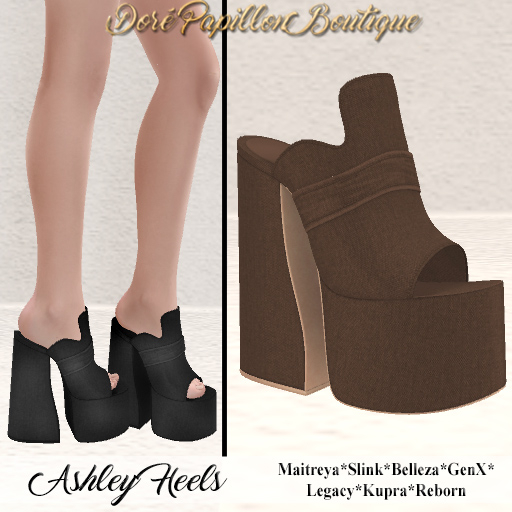 DPB Ashley Heels - Chocolate *Maitreya, Slink, Belleza, GenX, Legacy, Kupra & Reborn