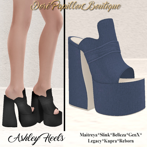 DPB Ashley Heels - Navy *Maitreya, Slink, Belleza, GenX, Legacy, Kupra & Reborn