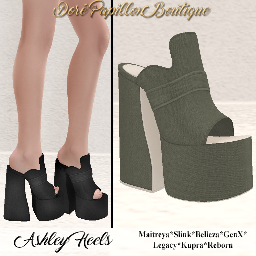DPB Ashley Heels - Olive *Maitreya, Slink, Belleza, GenX, Legacy, Kupra & Reborn