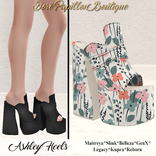 DPB Ashley Heels - Flowers 1 *Maitreya, Slink, Belleza, GenX, Legacy, Kupra & Reborn
