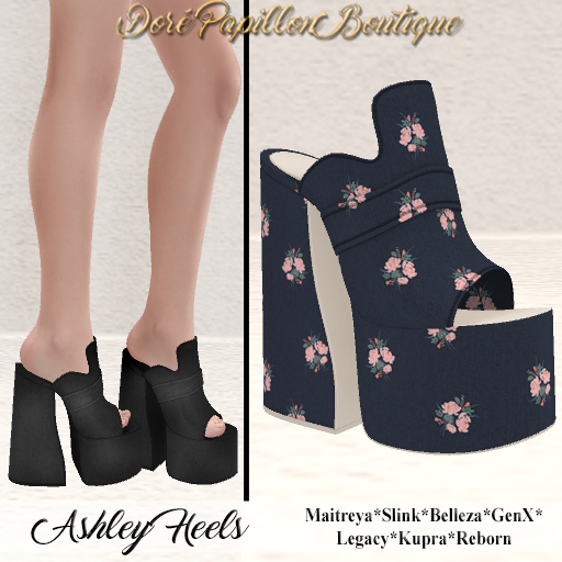 DPB Ashley Heels - Flowers 3 *Maitreya, Slink, Belleza, GenX, Legacy, Kupra & Reborn