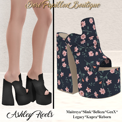 DPB Ashley Heels - Flowers 4 *Maitreya, Slink, Belleza, GenX, Legacy, Kupra & Reborn