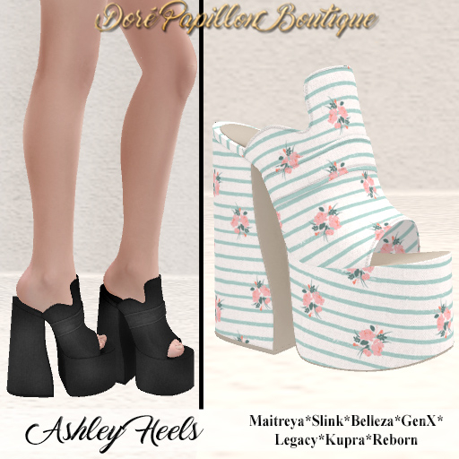 DPB Ashley Heels - Flowers 6 *Maitreya, Slink, Belleza, GenX, Legacy, Kupra & Reborn