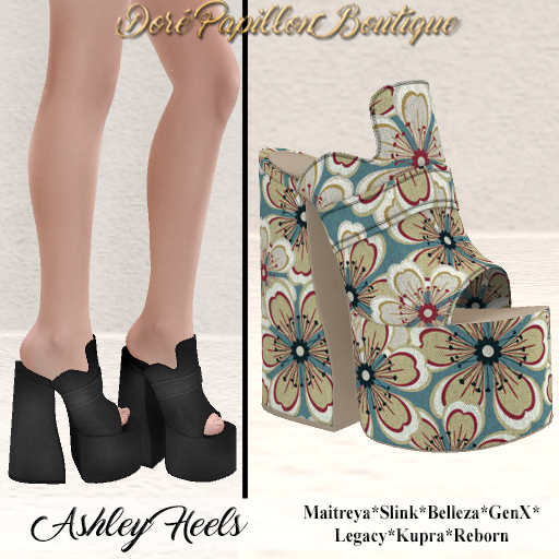 DPB Ashley Heels - Flowers 7 *Maitreya, Slink, Belleza, GenX, Legacy, Kupra & Reborn