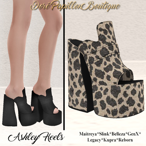 DPB Ashley Heels - Leopard *Maitreya, Slink, Belleza, GenX, Legacy, Kupra & Reborn