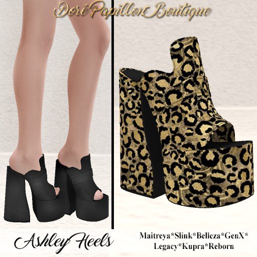 DPB Ashley Heels - Leopard Gold *Maitreya, Slink, Belleza, GenX, Legacy, Kupra & Reborn