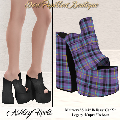 DPB Ashley Heels - Plaid *Maitreya, Slink, Belleza, GenX, Legacy, Kupra & Reborn
