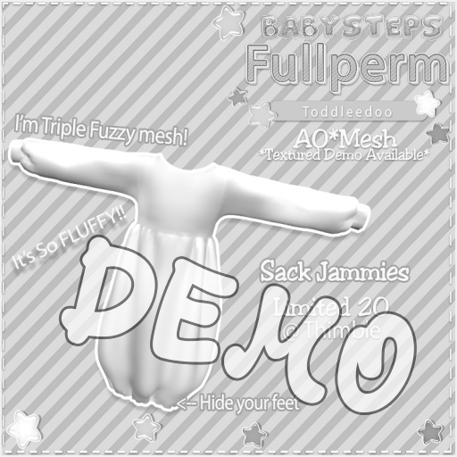 SACK JAMMIES - FULLPERM - TODDLEEDOO FITTED DEMO