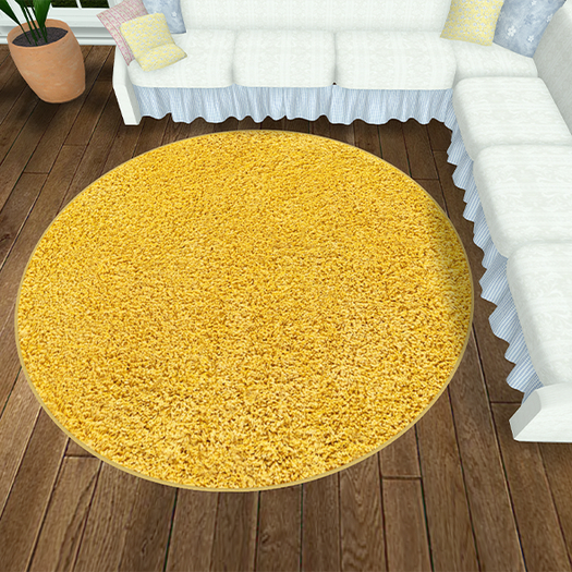 Round Shag Rug-Yellow