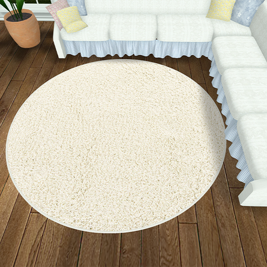 Round Shag Rug-Ivory