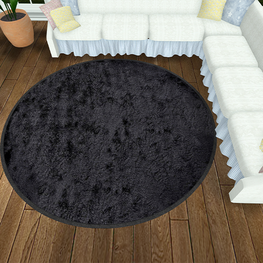 Round Shag Rug-Black