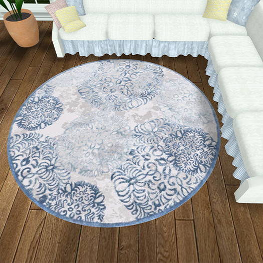 Round Derbyshire Rug-Blue