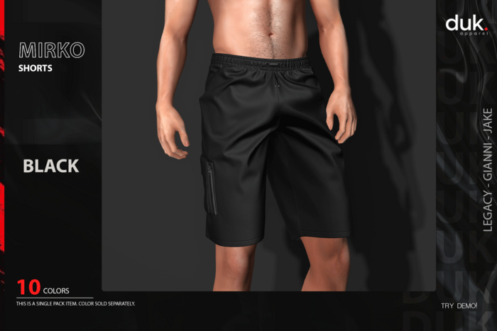 [DUK] - Mirko Cargo Shorts - Black - Wear
