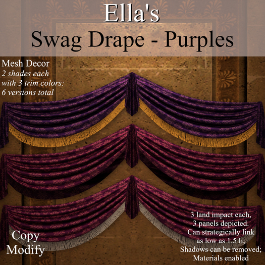 Ella's Swag Drapes - Purples