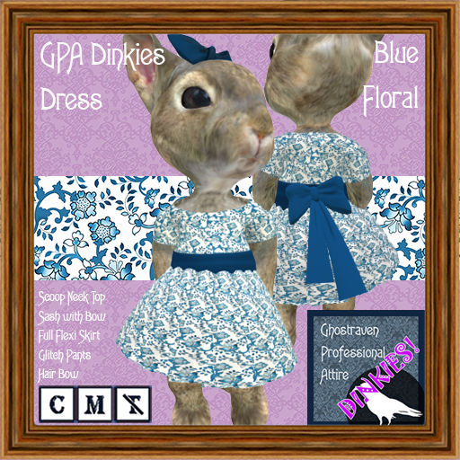 GPA Dinkies Dress BOM - Blue Floral Print
