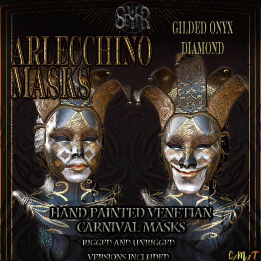 [Seydr] Arlecchino Mask: Gilded Onyx Diamond