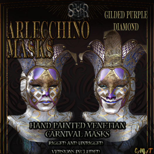 [Seydr] Arlecchino Mask: Gilded Purple Diamond
