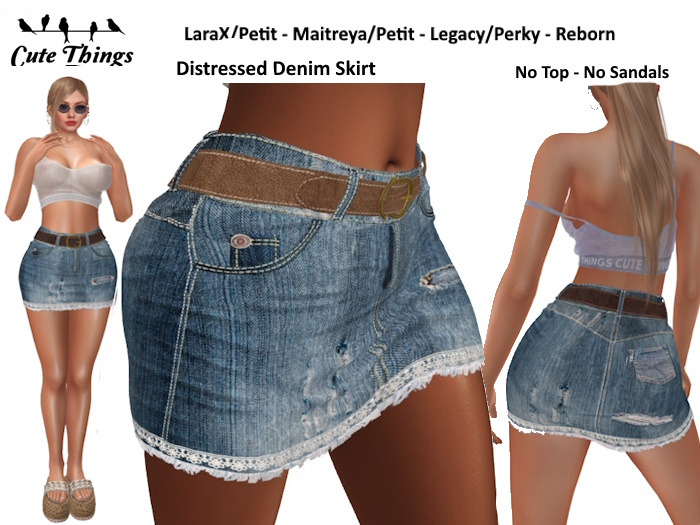 [CT] Distressed Denim Skirt - Larax/Petit, Maitreya/Petit, Legacy/Perky, Reborn