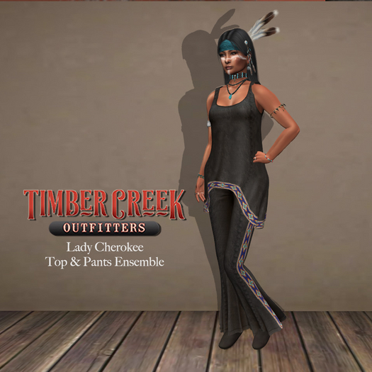[Timber Creek] Lady Cherokee Top & Pants Ensemble-Black