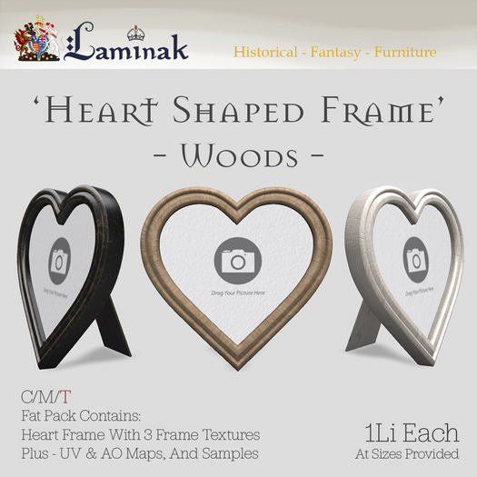 Laminak - Heart Shaped Picture Frames - Fatpack - Woods