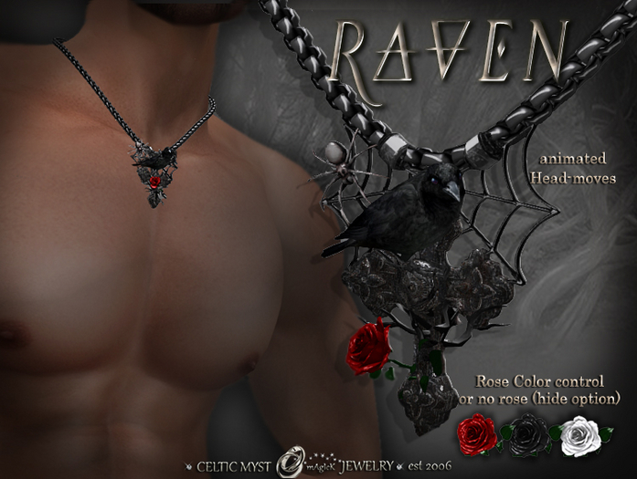 Gothic Raven Necklace - Male Edition