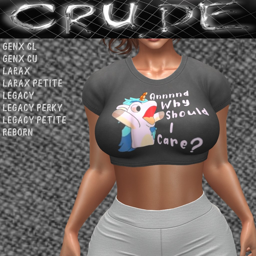 And Why Should I Care? (Unicorn) Women's Cop Top (WTS)  <Wear Me>