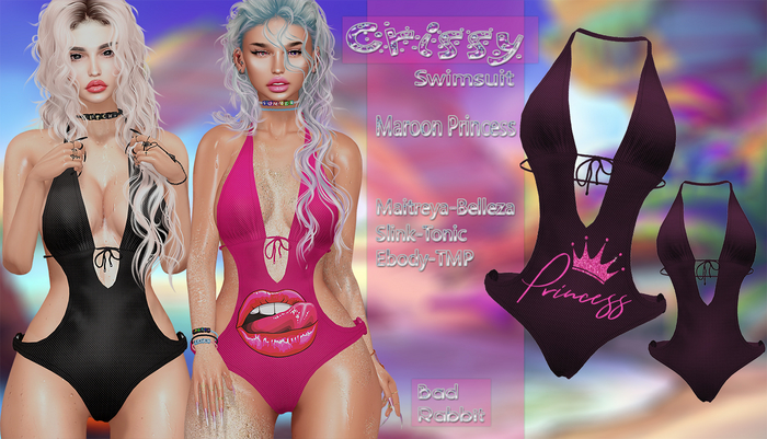 .:Bad Rabbit:. Crissy Swimsuit Maroon Princess