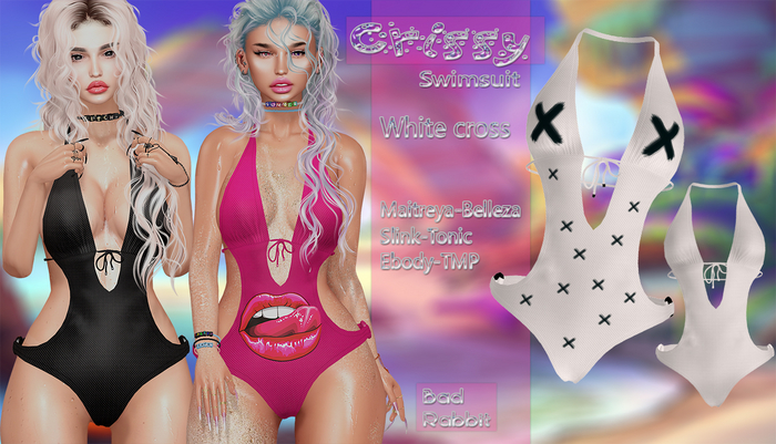 .:Bad Rabbit:. Crissy Swimsuit White cross