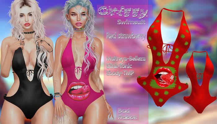 =Impulse= Crissy Swimsuit Red strawberry