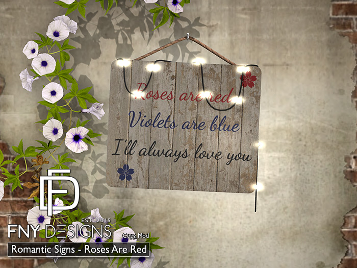 :FNY: Designs - Romantic Signs ROSES ARE RED