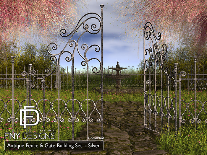 :FNY: Designs - Antique Garden Fence&Gate Building Set Silver