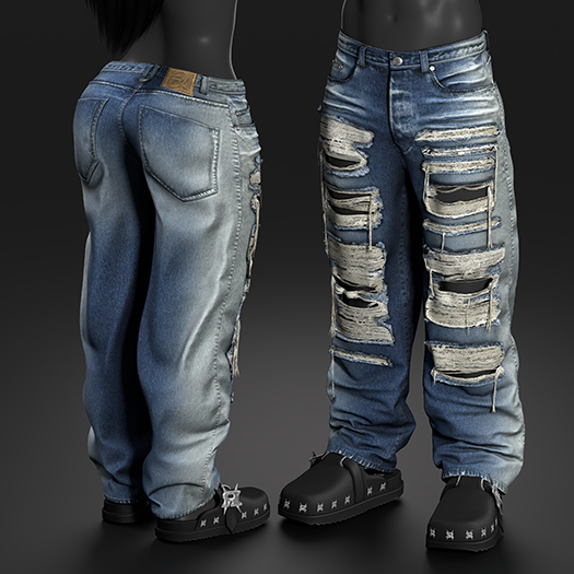 R8TERZ - Destroyed Set Blue Washed Ripped Jeans