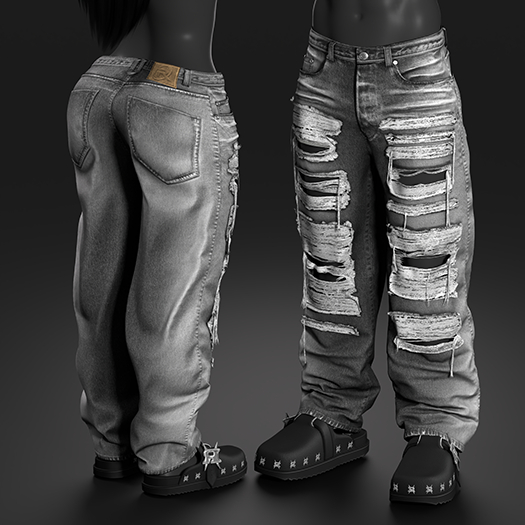 R8TERZ - Destroyed Set Grey Ripped Jeans