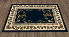 Midnight Blue Floral Vines Rug