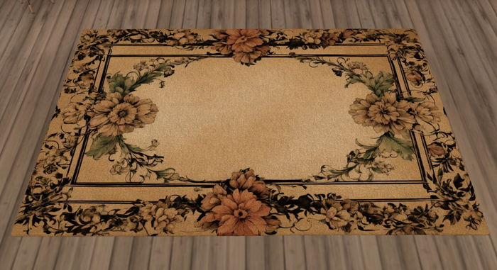 Orange & Beige Floral Area Rug