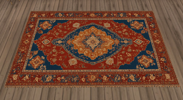 Orange & Blue Ornate Area Rug
