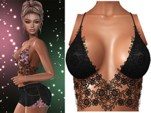 Esther Lace Tank Top [Black] - Maitreya LaraX • PetiteX • Legacy • Reborn Clothing
