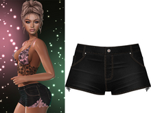 Esther Lace Denim Shorts [Denim Black] - Maitreya LaraX • PetiteX • Legacy • Reborn Clothing