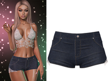 Esther Lace Denim Shorts [Denim Midnight Blue] - Maitreya LaraX • PetiteX • Legacy • Reborn Clothing