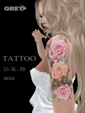 GREY - Tattoo -PINK Rose  -LG-BL-RB - BOM