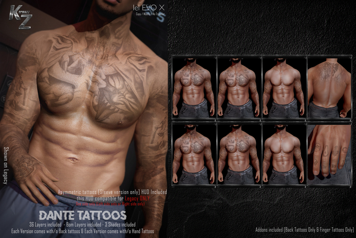 KARMAZZ Dante Tattoos - 3 Shades - EVOX/BOM