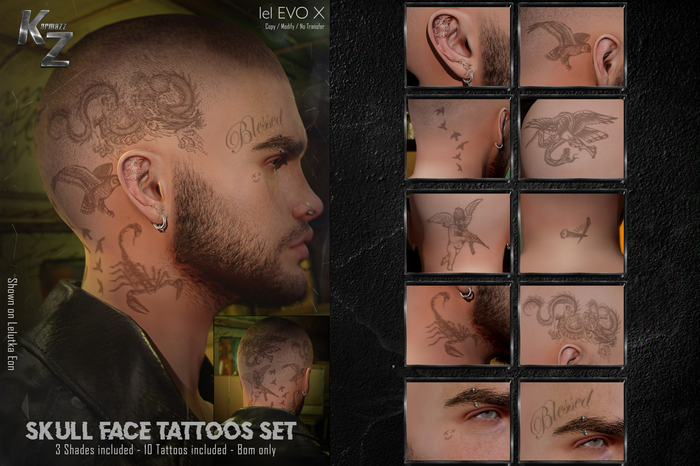 KARMAZZ Skull Face Tattoos - EVOX
